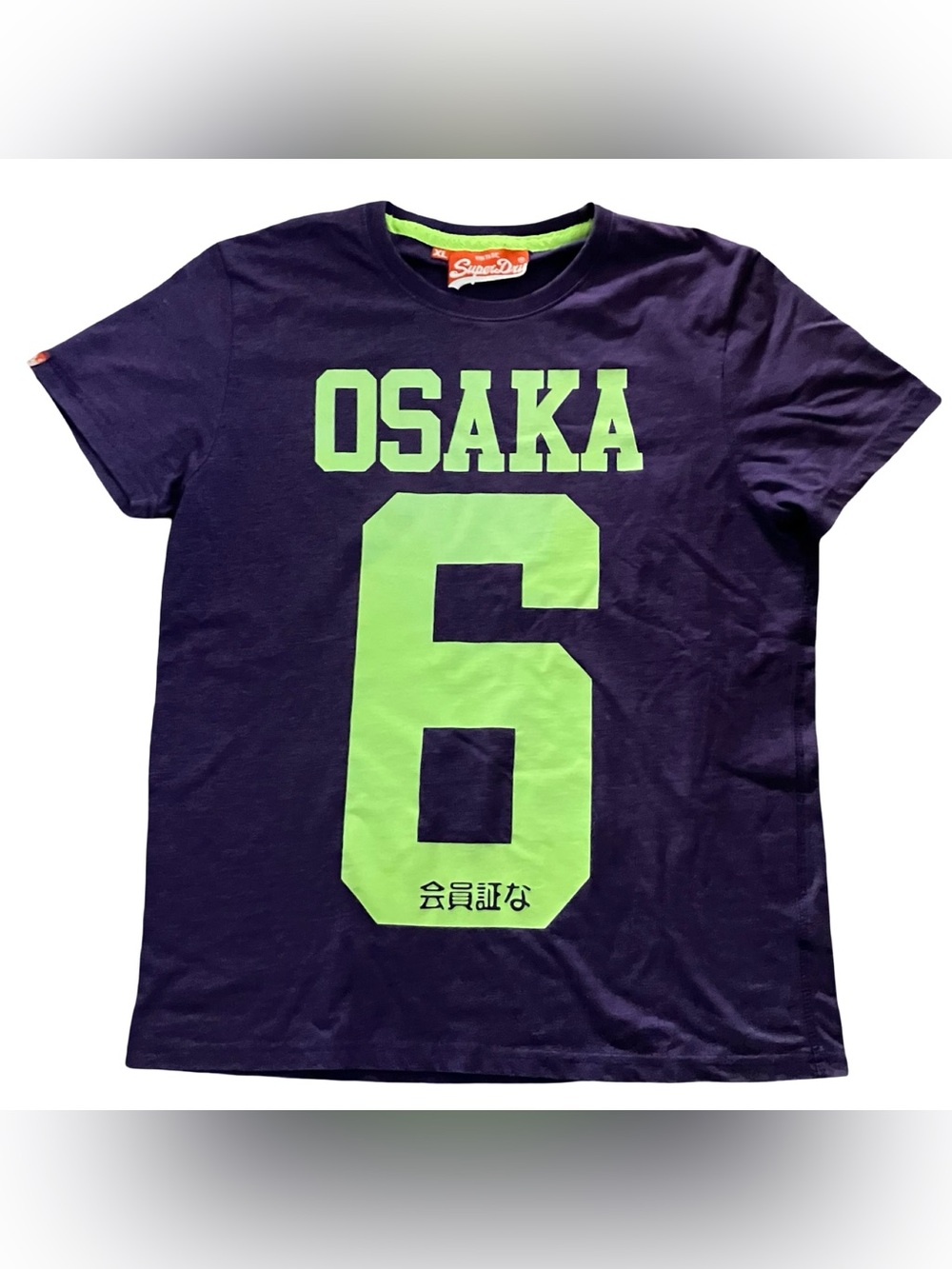 Superdry Osaka 6 Tshirt Mens XL Purple Green Short Sleeve Jersey Style Unique